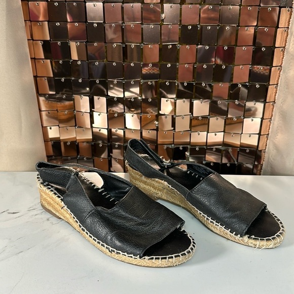 FRANCO Sarto Leather Espadrille Wedge Open Sandal Size 6M - Picture 3 of 11